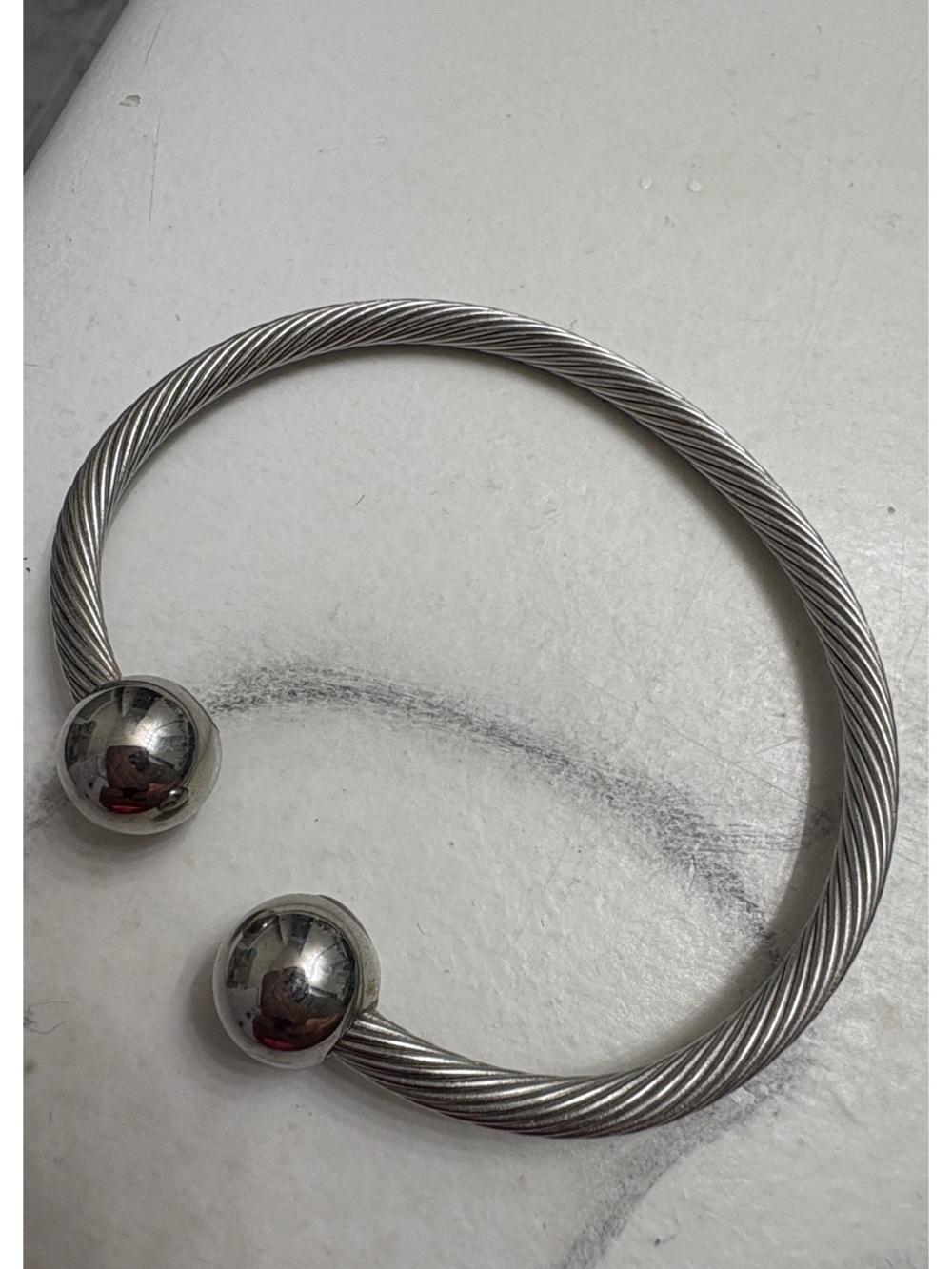 Unisex Stainless Steel Twisted Cable Magnetic Therapy Cuff Bracelet